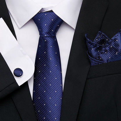 Men's Silk Tie Handkerchief and Cufflinks Set Dsers