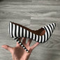 Women's Black and White Striped Pointed Toed Stilettos Dsers