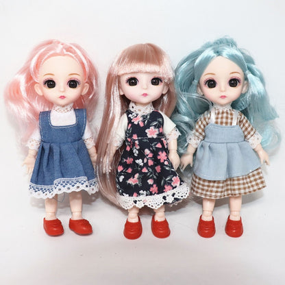 ⚠️New 16cm Bjd Doll 13 Movable Joints 3D Real Eye High-end Dress Can Dress Up Fashion Nude Doll Children DIY Girl Toy Best Gift