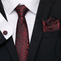 Men's Silk Tie Handkerchief and Cufflinks Set Dsers