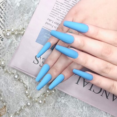 Nail Art Fake Nails Stiletto Tips Clear Press on Long False with Glue Coffin Stick Display Full Cover Artificial Designs Matte Dsers