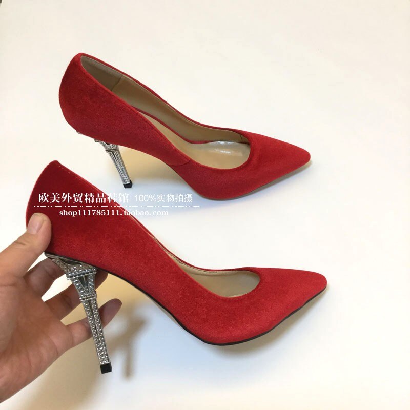 Women's Suede Stilettos with Eiffel Tower Heel Dsers