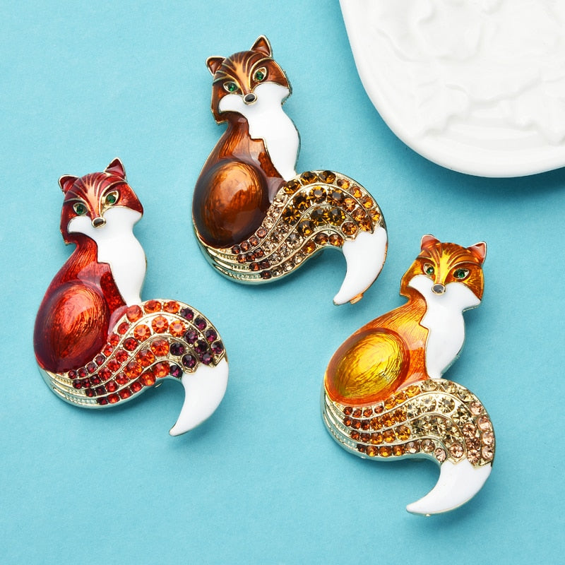 Rhinestone Fox Brooch Dsers