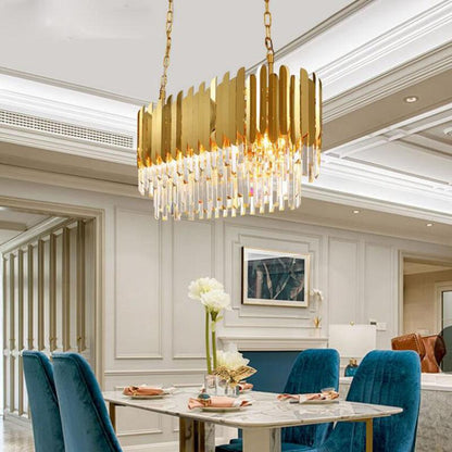 Modern LED Chandeliers Luxury Rectangle Lamp Dining Room Chandeliers Stainless Steel Kitchen Gold Hanging LED Fixtures Dsers