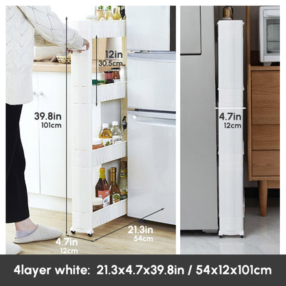 Mobile Storage Shelf Interspace Gap Shelf Kitchen Storage Shelf Bathroom Storage Rack Fridge Side Seam Finishing Rack Dsers