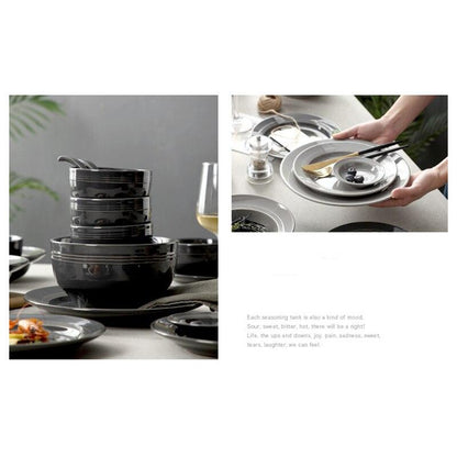 Nordic Grey Ceramic Plate Set Household Simple Dishes And Plates Eco Friendly Tableware Dinner Rice Bowls Kitchen Accessories Dsers