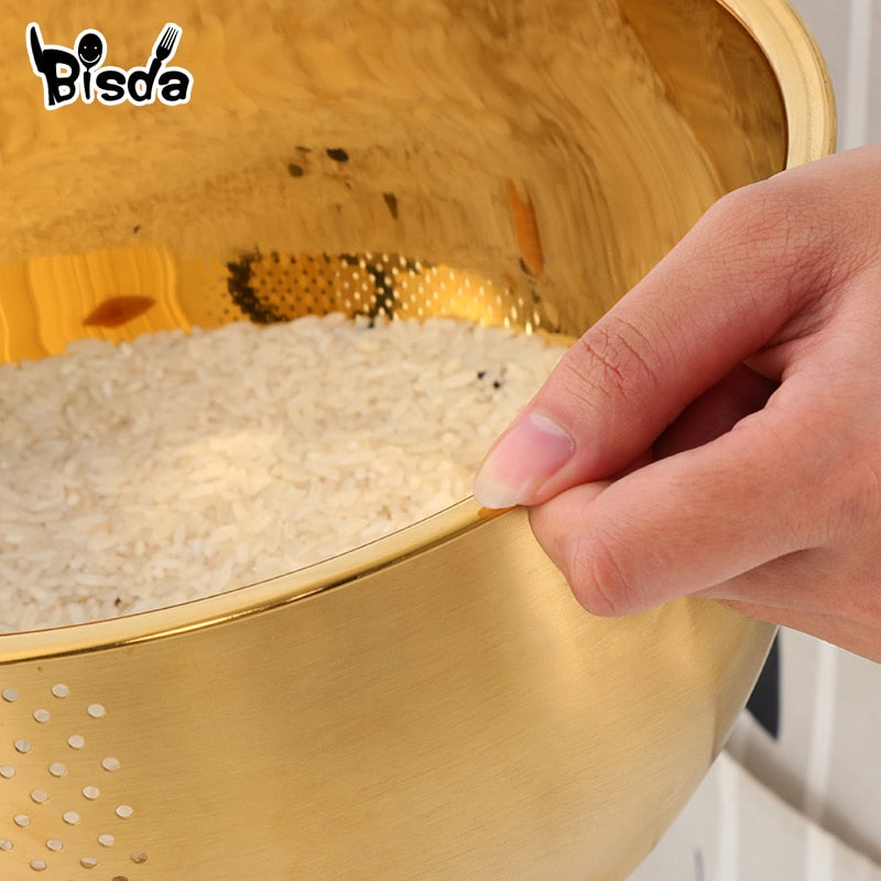 Stainless Steel Drain Basket Bowl Washing Kitchen Strainer Noodles Vegetables Kitchen Utensils Beans Sieve Fruit Cleaning Tools Dsers