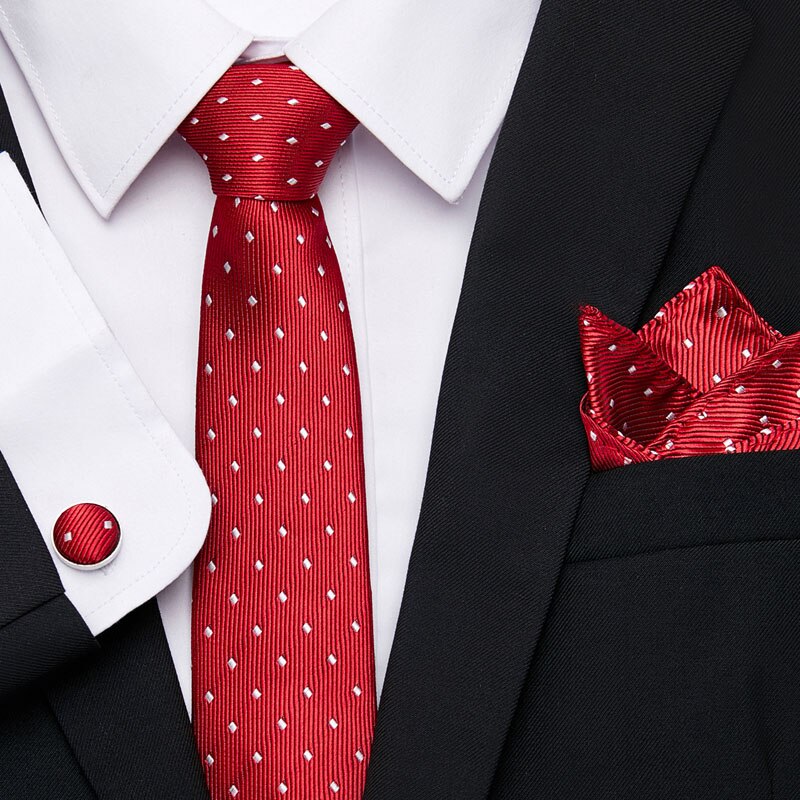 Men's Silk Tie Handkerchief and Cufflinks Set Dsers