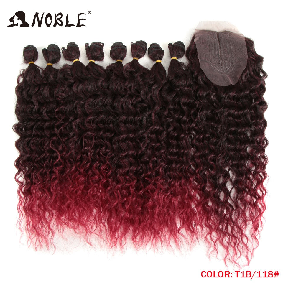 Noble Synthetic Hair Body Weave 20 Inch 8pcs/lot Afro Kinky Curly Hair Ombre Bundles Hair Extension Synthetic Hair Wave