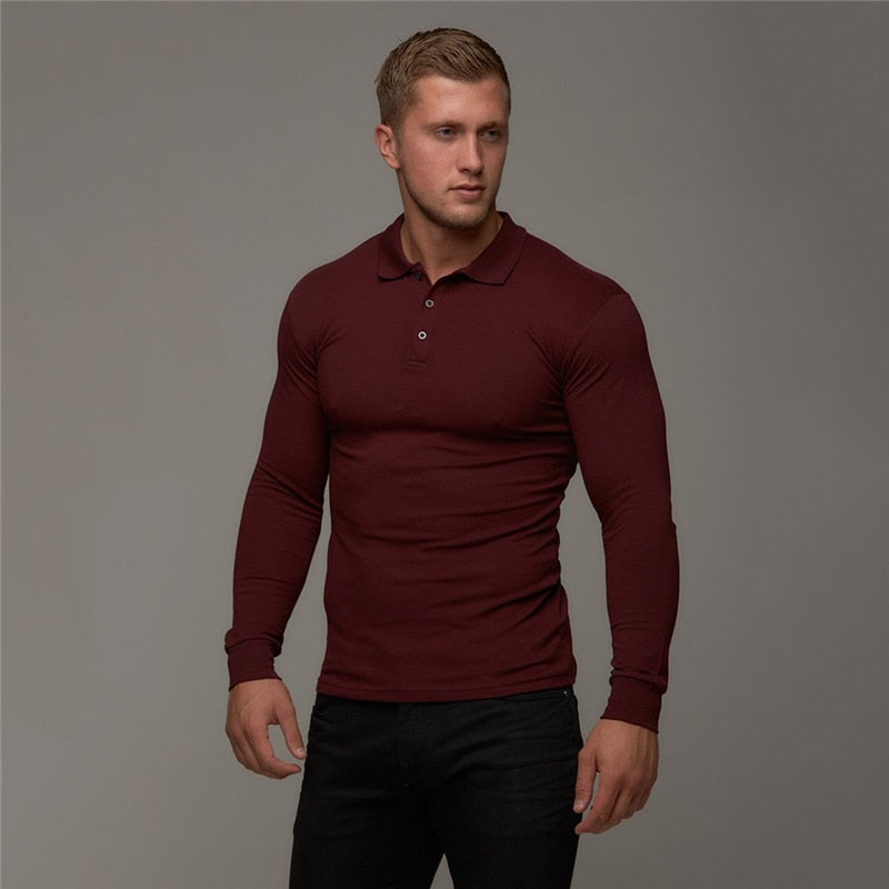 Men's Long Sleeve Cotton Polo Shirt Dsers