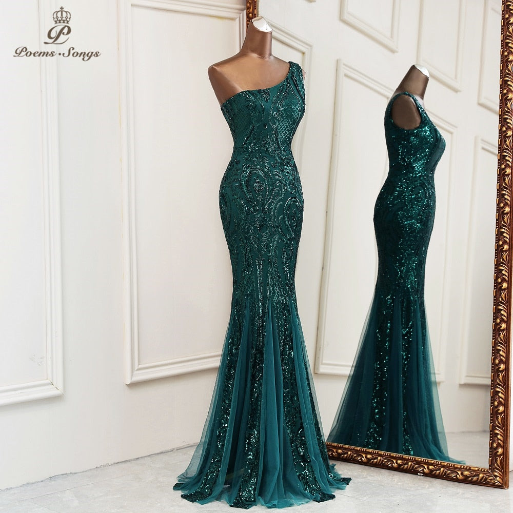 Women's Long One Shoulder Mermaid Evening Dress Dsers