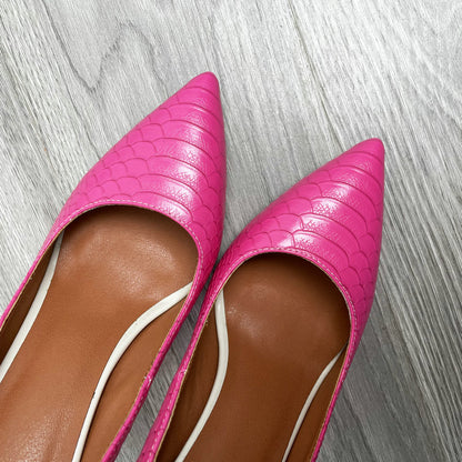 Women's Pink Snake Pattern Heels Dsers