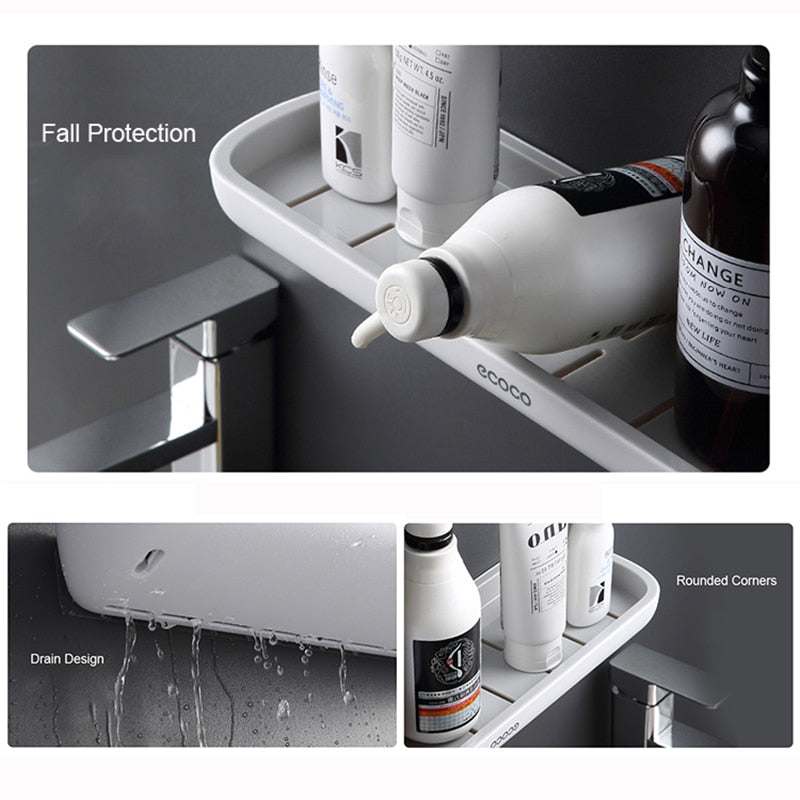 Punch-Free Bathroom Organizer Shelf Shampoo Shower Storage Rack Bath kitchen Towel Holder Household Items Bathroom Accessories Dsers