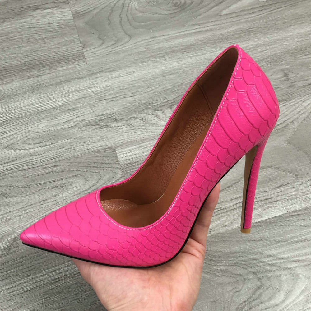 Women's Pink Snake Pattern Heels Dsers