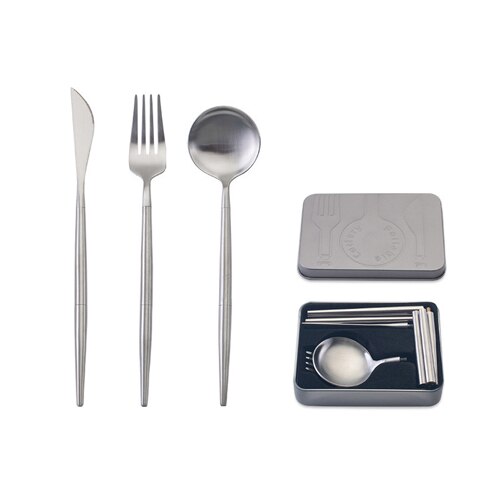 Pocket Portable Spoon Set Tableware Stainless Steel  Dinnerware Cutlery Cake Dessert Steak Splittable Dinner Set Kitchen Tools Dsers