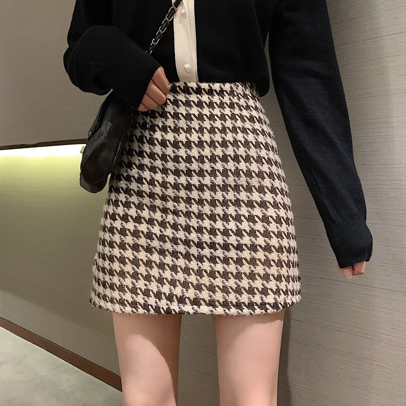 Women's Houndstooth Mini Skirt Dsers