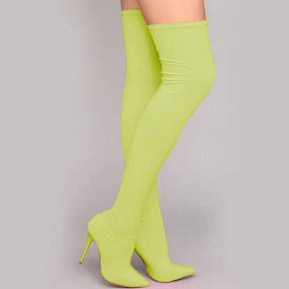 Women's Stretch Suede Thigh High Stiletto Boots Dsers