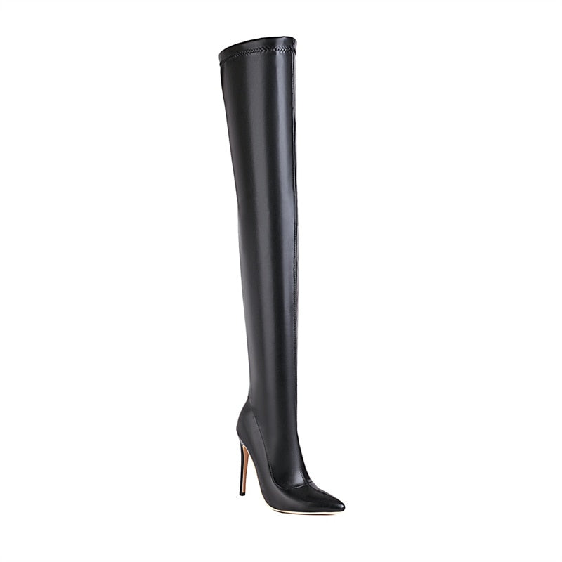 Women's Thigh High PU Leather Stiletto Boots Dsers