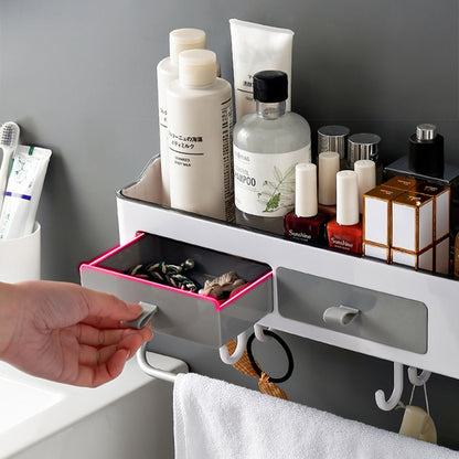 Punch-free Bathroom Organizer Rack Shampoo Cosmetic Storage Rack Bath kitchen Towel Holder Household Items Bathroom Accessories Dsers