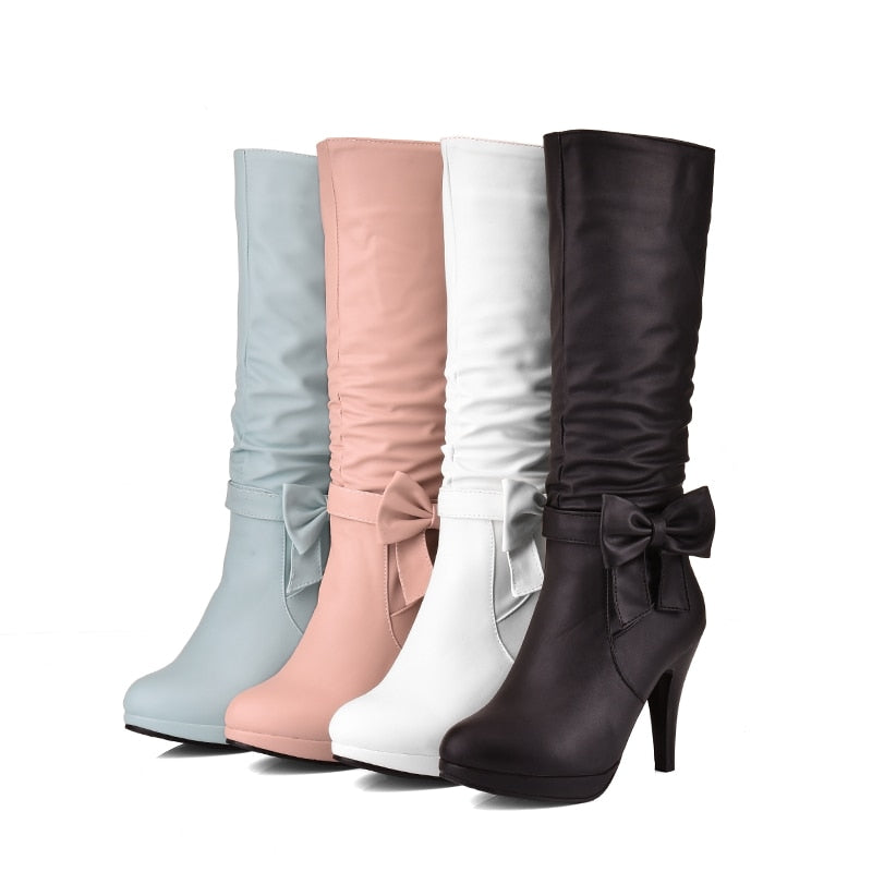 Women's Knee High Stiletto Boots with Side Boot Dsers