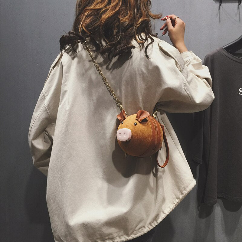 Suede Pig Harajuku Theme Shoulder Bag Dsers