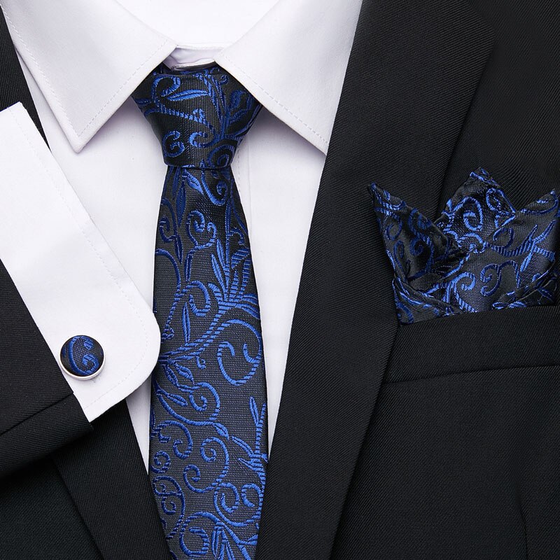 Men's Silk Tie Handkerchief and Cufflinks Set Dsers