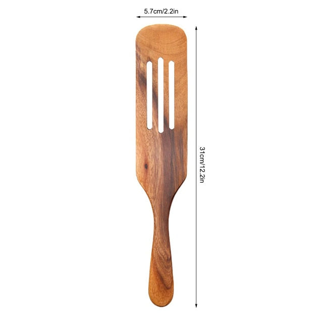 Wooden Kitchen Utensil Set, Acacia Spurtle Kitchen Sets Non-Stick Wooden Cooking Utensils Spatula Slotted Spurtle Spatula Sets Dsers