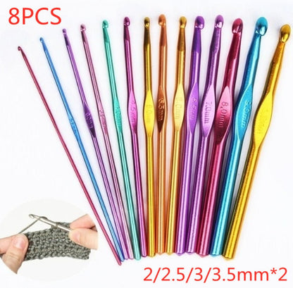 8 Pcs/lot 2/2.5/3/3.5mm Aluminum Oxide Knitting Needles Crochet Hook Weave Crochet Needles Set