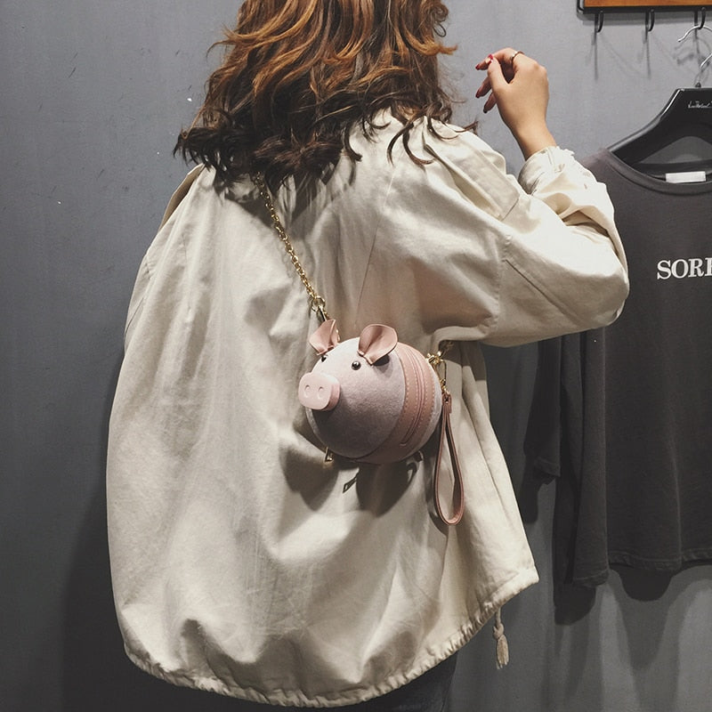 Suede Pig Harajuku Theme Shoulder Bag Dsers