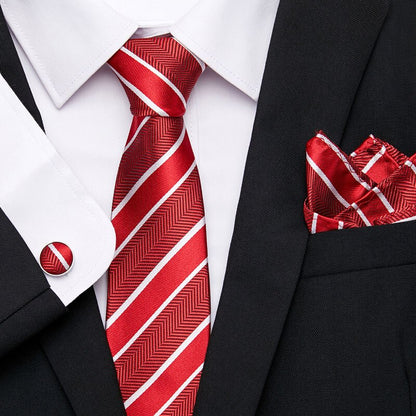 Men's Silk Tie Handkerchief and Cufflinks Set Dsers