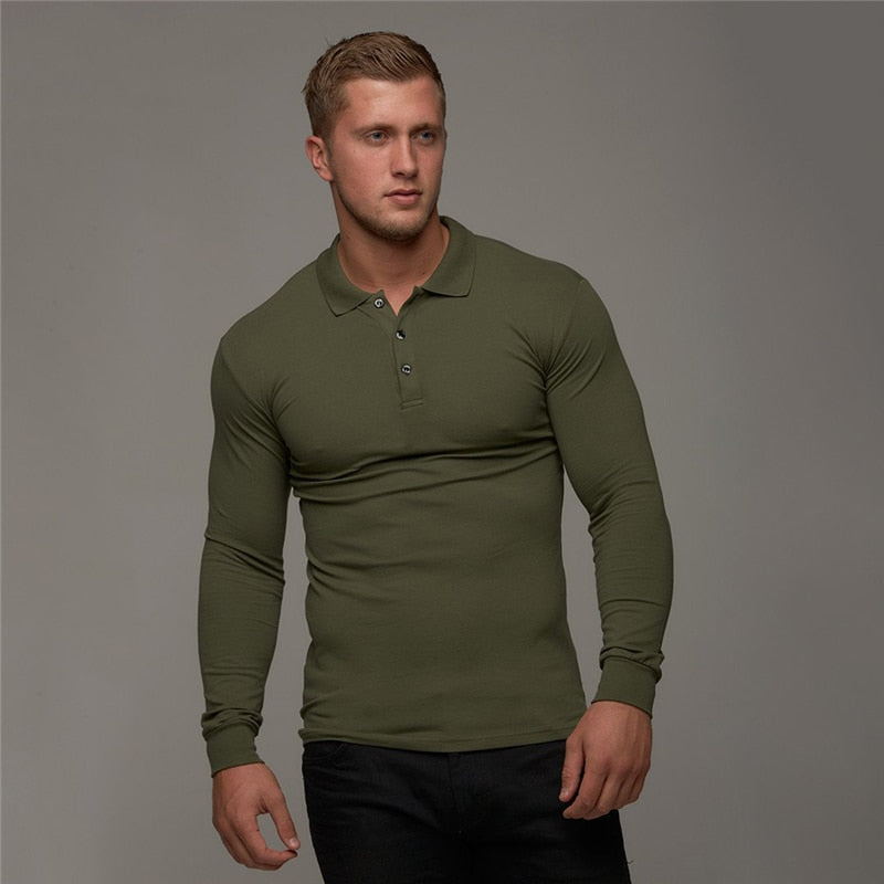 Men's Long Sleeve Cotton Polo Shirt Dsers