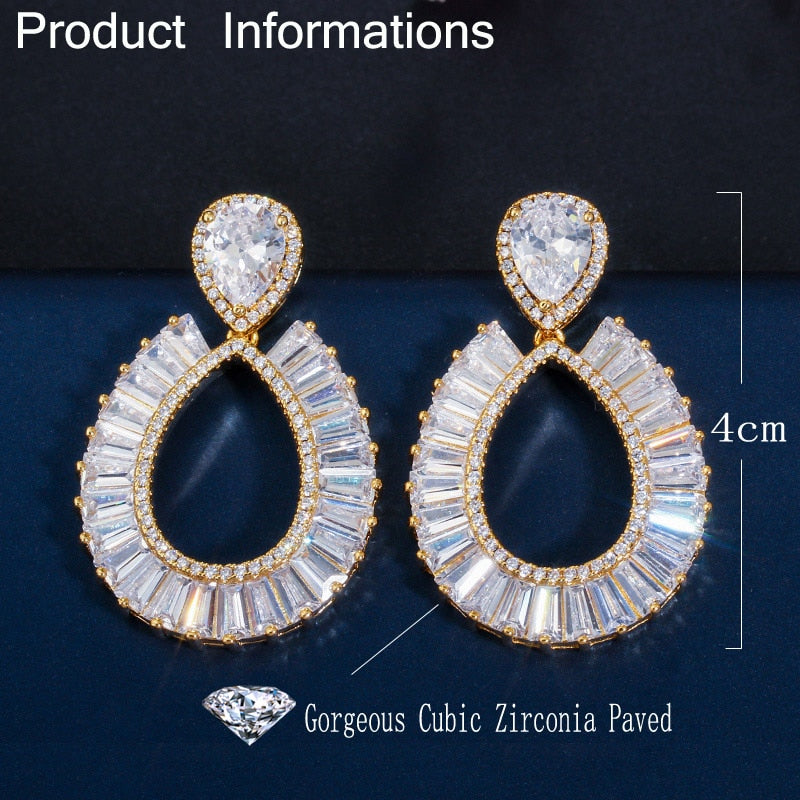 Women's White Cubic Zicronia Dangle Earrings Dsers