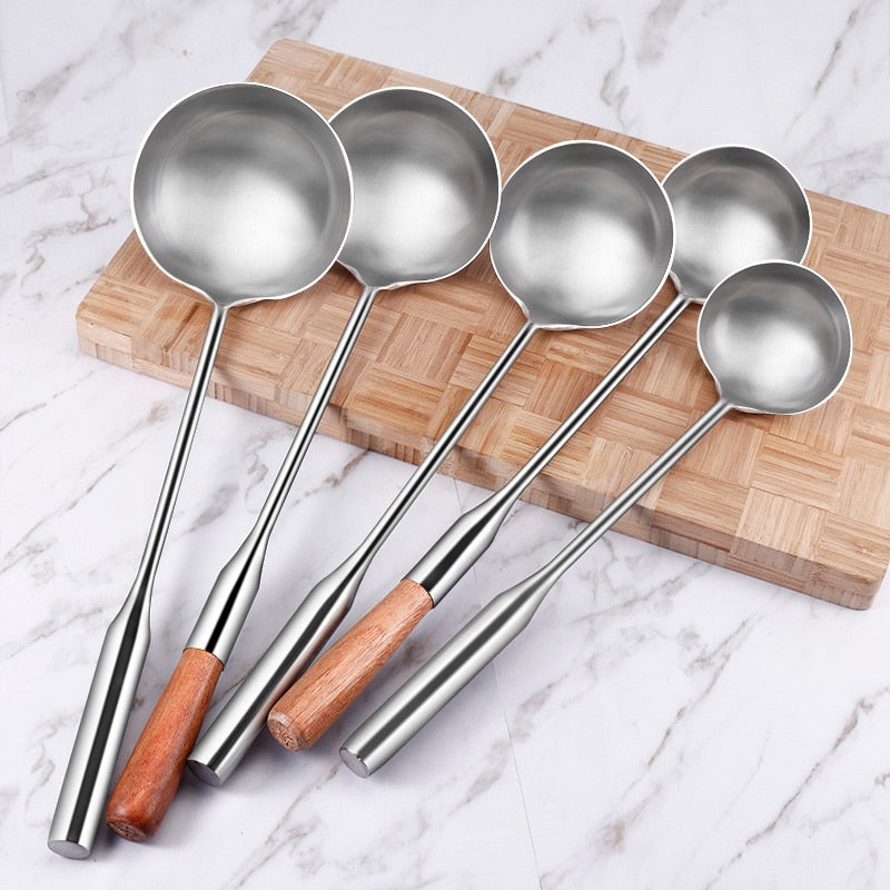 Professional Stainless Steel Chef Cooking Serving Wok Spoon, Long Handle Soup Spoon Ladle, Kitchen Utensils Tools Cookware Dsers