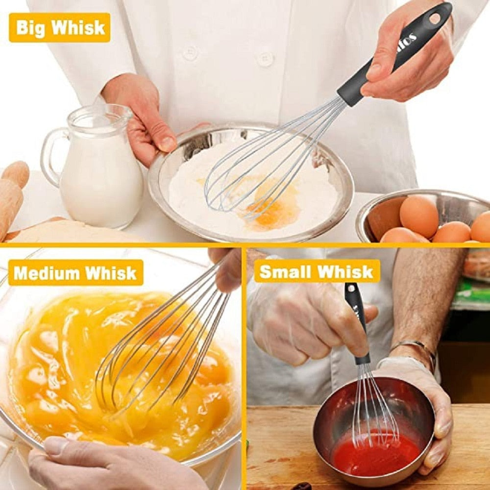 Stainless Steel Wire Whisk Manual Egg Beater Blender Milk Cream Butter Beater Kitchen Baking Cooking Utensils Accessiores Dsers