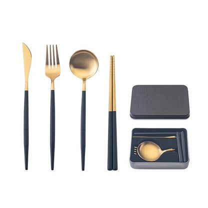 Pocket Portable Spoon Set Tableware Stainless Steel  Dinnerware Cutlery Cake Dessert Steak Splittable Dinner Set Kitchen Tools Dsers