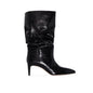 Women's Retro Pointed Toe Pleated Stiletto Boots Dsers