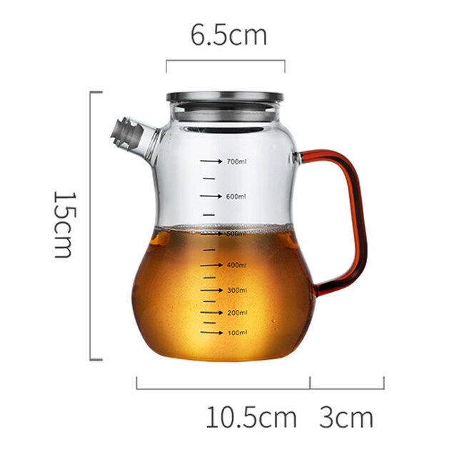 Transparent Glass Oil Bottle with Handle Scale Heat-Resistant High Borosilicate Kitchen Supplies Soy Sauce Vinegar Container Dsers