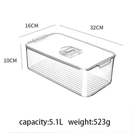 Refrigerator Food Storage Containers With Drainer Kitchen Vegetable Fruit Fresh Storage Box With Lid Fridge Stackable Organizer Dsers