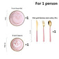 Pink Marble Ceramic Dinnerware Plates Lunch Food Fruit Salad Soup Deep Bowl Tableware Wedding Kitchen Utensils Porcelain Set Dsers