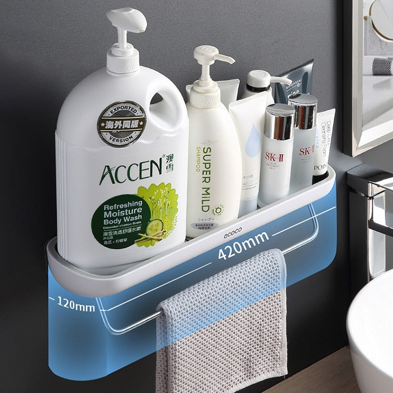 Punch-Free Bathroom Organizer Shelf Shampoo Shower Storage Rack Bath kitchen Towel Holder Household Items Bathroom Accessories Dsers