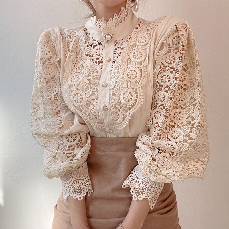 Women's Lace Blouse with Petal Sleeve Pattern Dsers