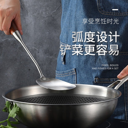 Rosewood Spatula 304 Stainless Steel Kitchenware Soup Spoon Fishing Colander Household Kitchen Utensils Frying Shovel Hot Set Dsers