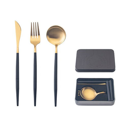 Pocket Portable Spoon Set Tableware Stainless Steel  Dinnerware Cutlery Cake Dessert Steak Splittable Dinner Set Kitchen Tools Dsers