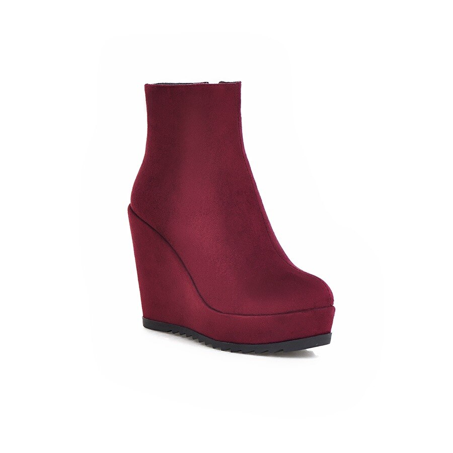 Platform Round Toed Wedge Heel Boots nihaodropshipping