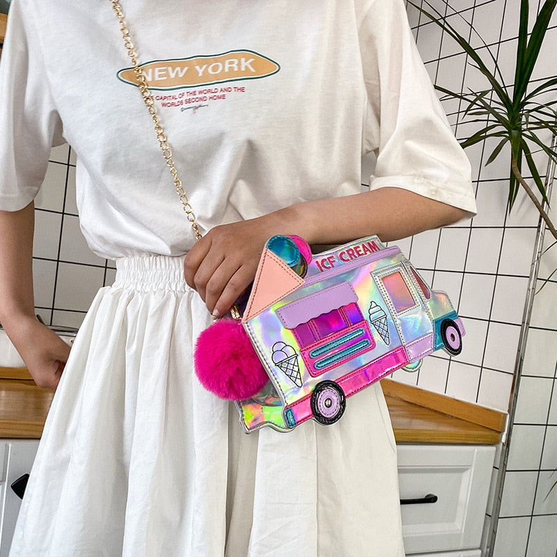 Women's Holographic Ice Cream Truck Bag Dsers