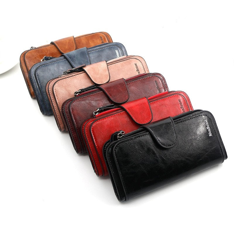 Women&#39;s wallet made of leather Wallets Three fold VINTAGE Womens purses mobile phone Purse Female Coin Purse Carteira Feminina