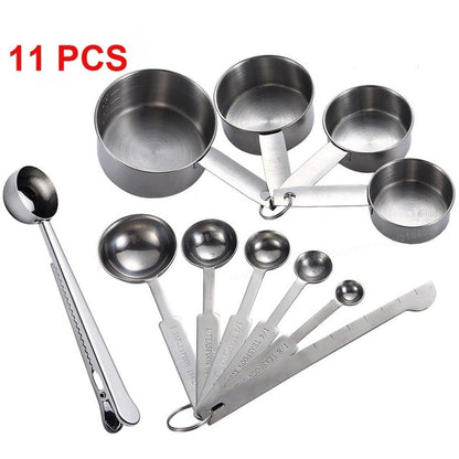 UPORS 8/10Pcs Stainless Steel Measuring Cups and Spoons Set Deluxe Premium Stackable Tablespoons Home Tools Kitchen Accessories Dsers