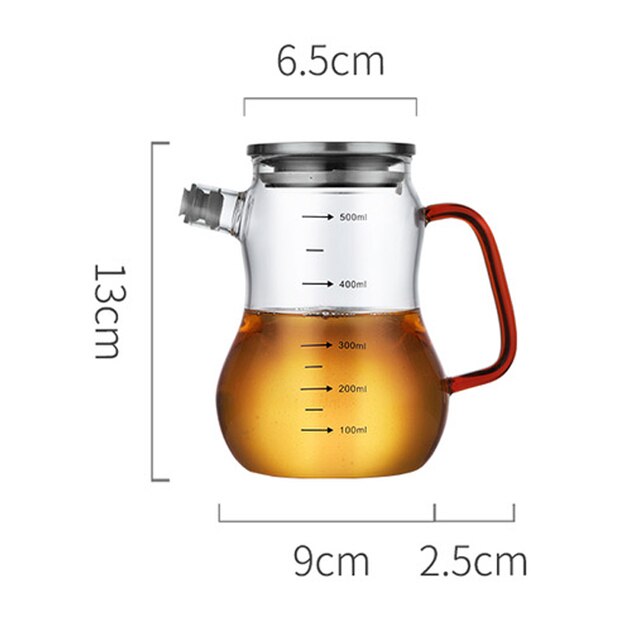 Transparent Glass Oil Bottle with Handle Scale Heat-Resistant High Borosilicate Kitchen Supplies Soy Sauce Vinegar Container Dsers