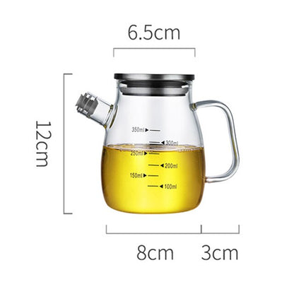 Transparent Glass Oil Bottle with Handle Scale Heat-Resistant High Borosilicate Kitchen Supplies Soy Sauce Vinegar Container Dsers