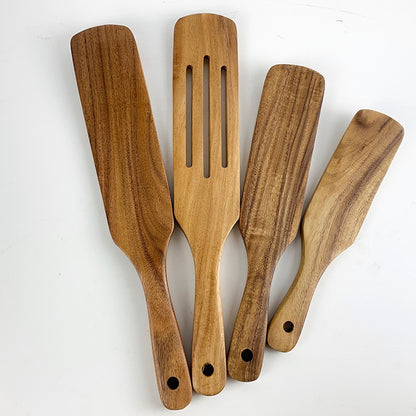 Wooden Kitchen Utensil Set, Acacia Spurtle Kitchen Sets Non-Stick Wooden Cooking Utensils Spatula Slotted Spurtle Spatula Sets Dsers